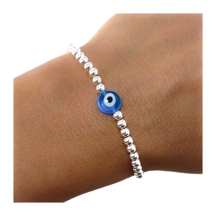 Pulsera Ojo Turco con bolas 3,5mm de Plata de ley 925 1